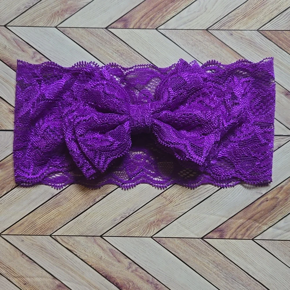 ​Baby Girls Lace Bow Headbands Set Soft Elastic Wide Hairbands Infants & Toddler